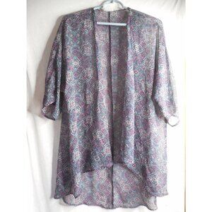 Lularoe Size S Sheer Bohemian Overlay Blue Teal